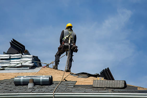 Professional Gutter Installation technician working in Medina, ND